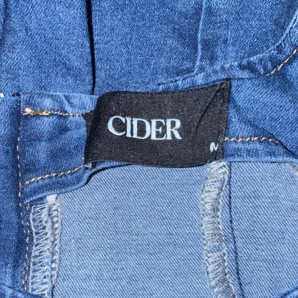 Cider Size Medium M Denim Square-Neck Mini Dress stretch - Picture 11 of 13